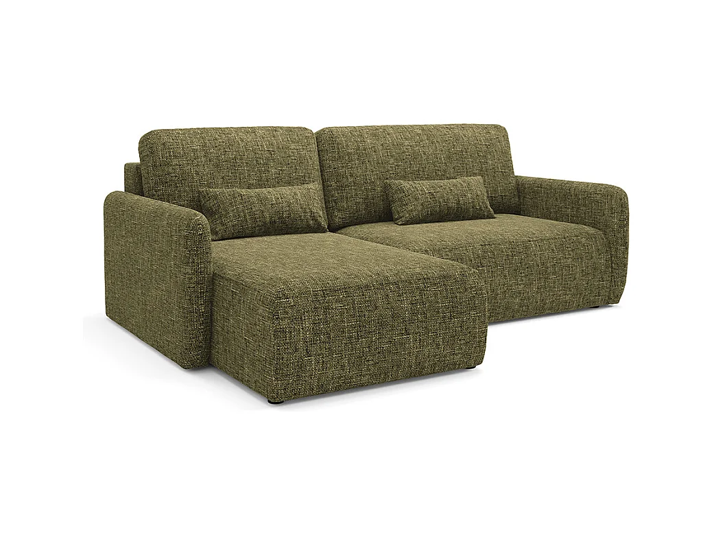 Canapé d'angle réversible et convertible 3 places avec coffre Lazare Vert