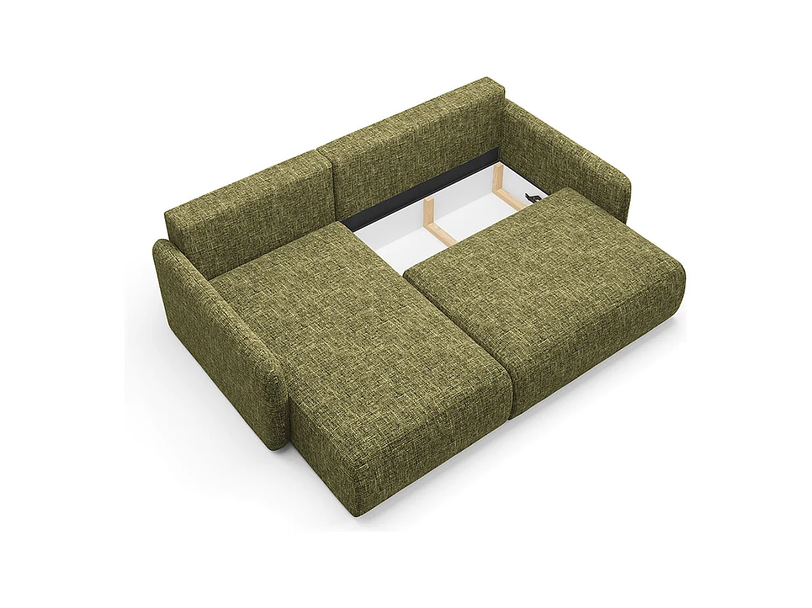 Canapé d'angle réversible et convertible 3 places avec coffre Lazare Vert