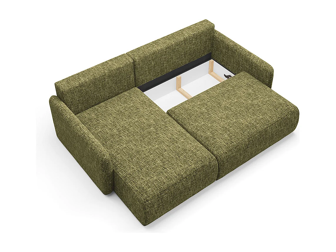 Canapé d'angle réversible et convertible 3 places avec coffre Lazare Vert