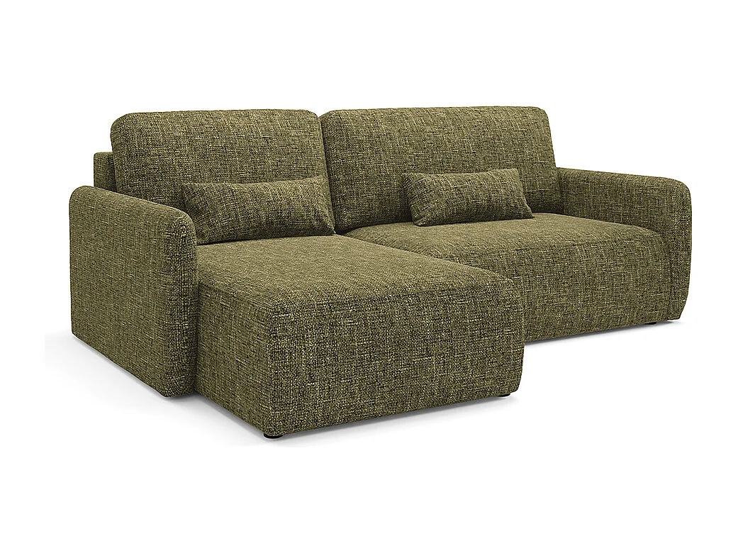 Canapé d'angle réversible et convertible 3 places avec coffre Lazare Vert