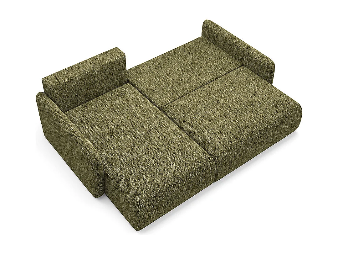 Canapé d'angle réversible et convertible 3 places avec coffre Lazare Vert