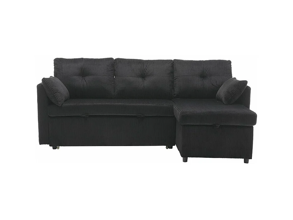 Canapé convertible multifonctionnel avec rangement et lit gigogne avec chaise longue interchangeable canapé modulable en L noir