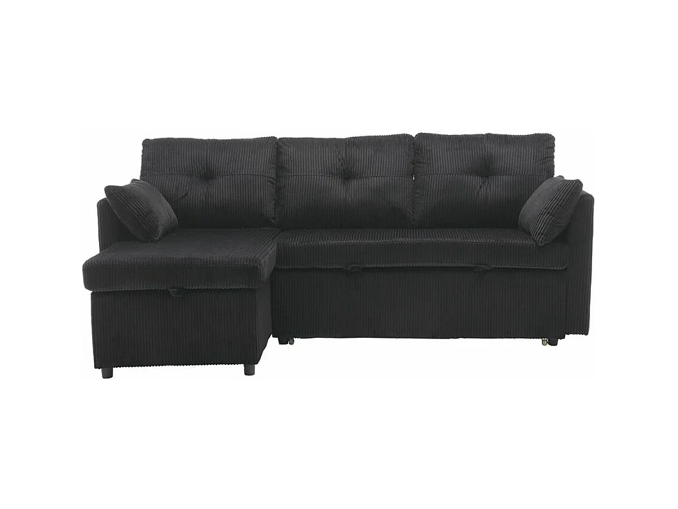 Canapé convertible multifonctionnel avec rangement et lit gigogne avec chaise longue interchangeable canapé modulable en L noir