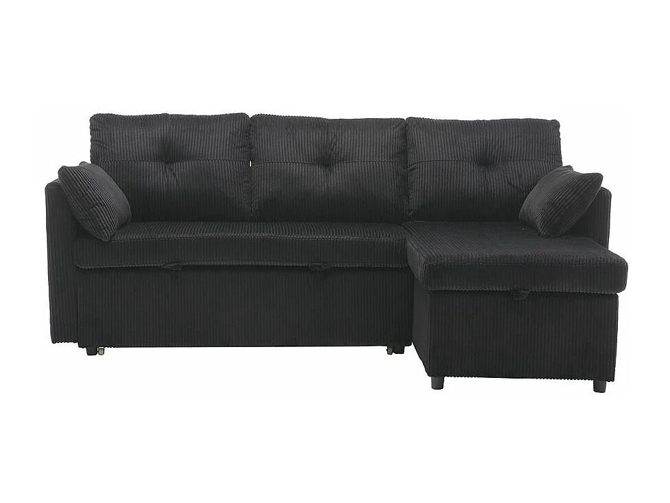 Canapé convertible multifonctionnel avec rangement et lit gigogne avec chaise longue interchangeable canapé modulable en L noir