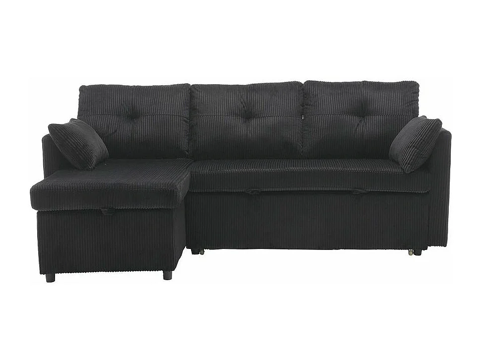 Canapé convertible multifonctionnel avec rangement et lit gigogne avec chaise longue interchangeable canapé modulable en L noir