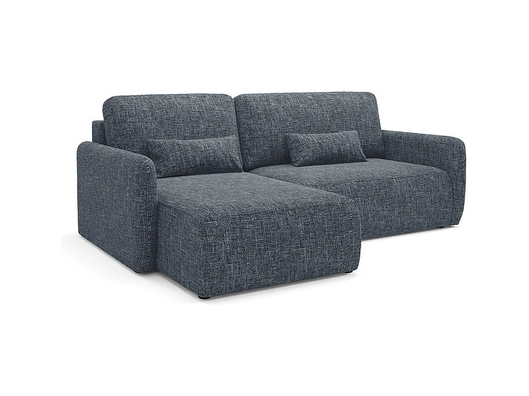 Canapé d'angle réversible et convertible 3 places avec coffre Lazare Bleu