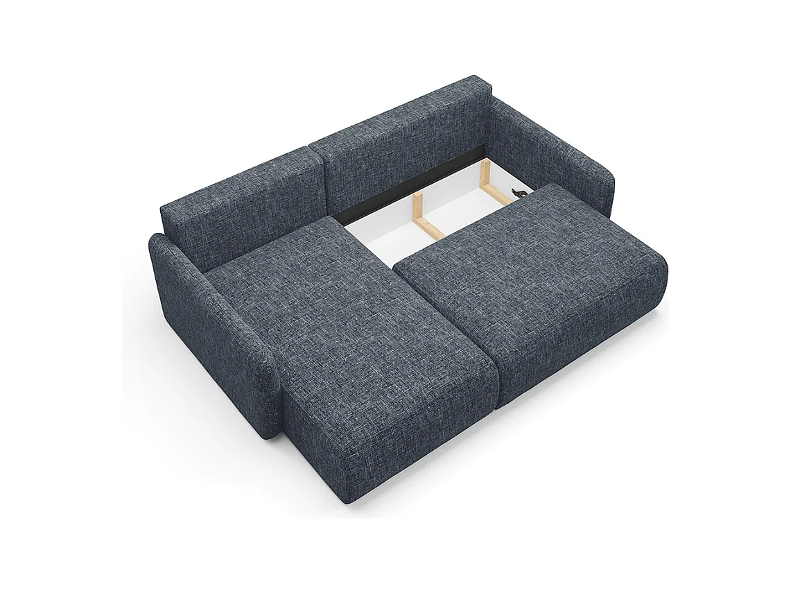 Canapé d'angle réversible et convertible 3 places avec coffre Lazare Bleu