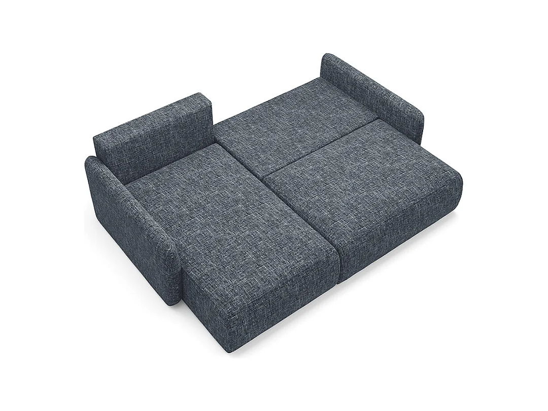 Canapé d'angle réversible et convertible 3 places avec coffre Lazare Bleu