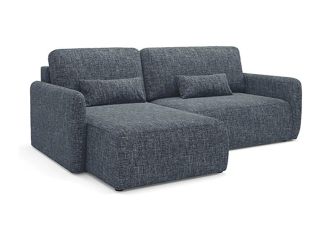 Canapé d'angle réversible et convertible 3 places avec coffre Lazare Bleu