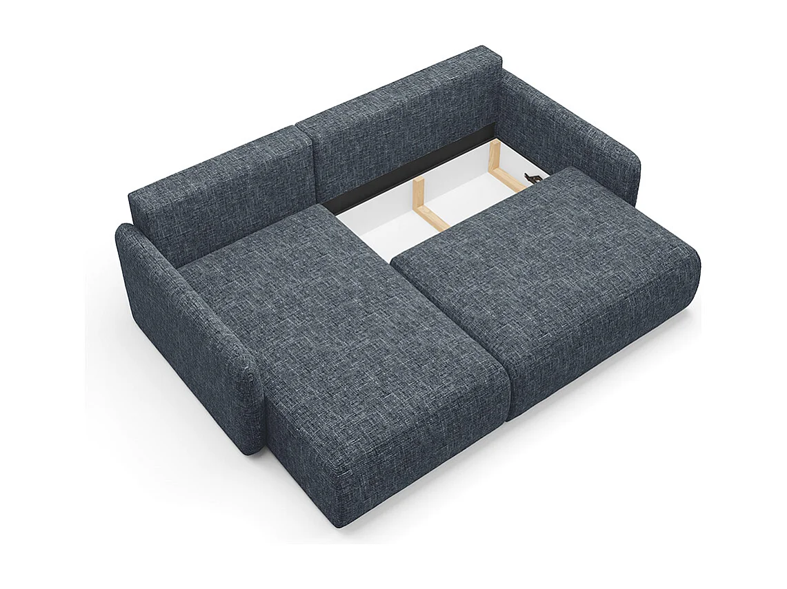 Canapé d'angle réversible et convertible 3 places avec coffre Lazare Bleu