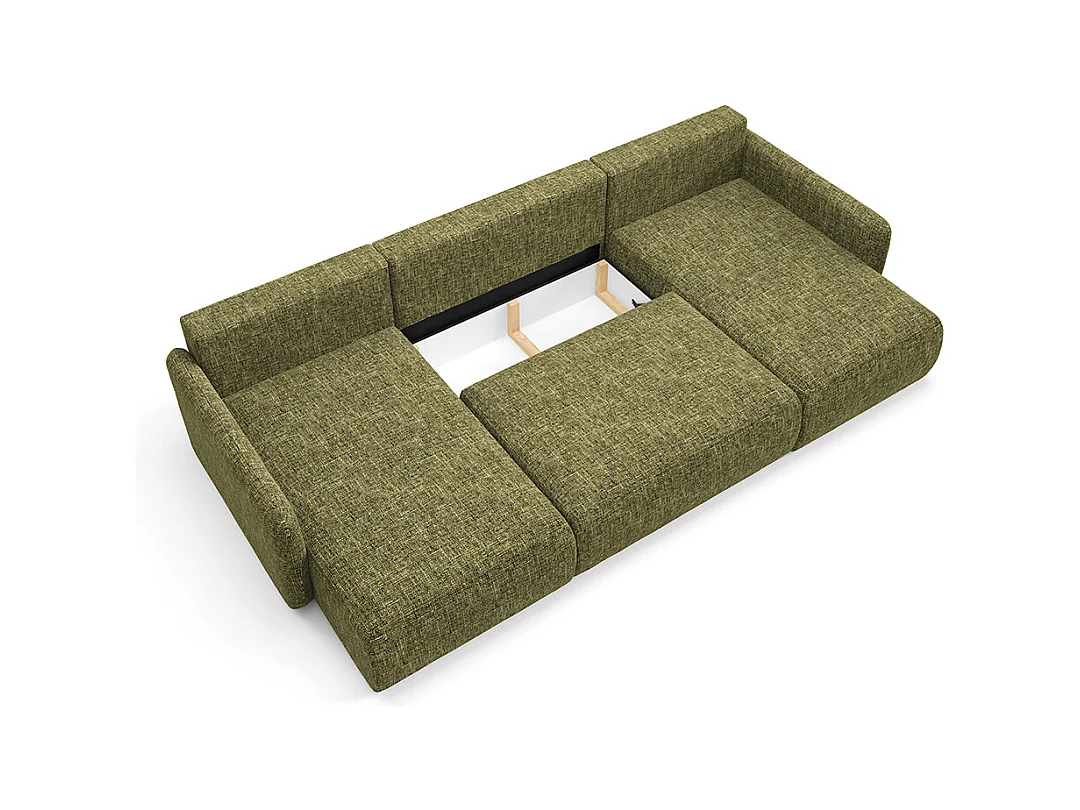 Canapé U convertible 4 places avec coffre Lazare Vert