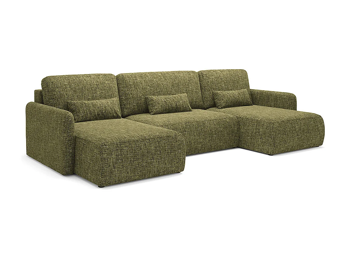 Canapé U convertible 4 places avec coffre Lazare Vert