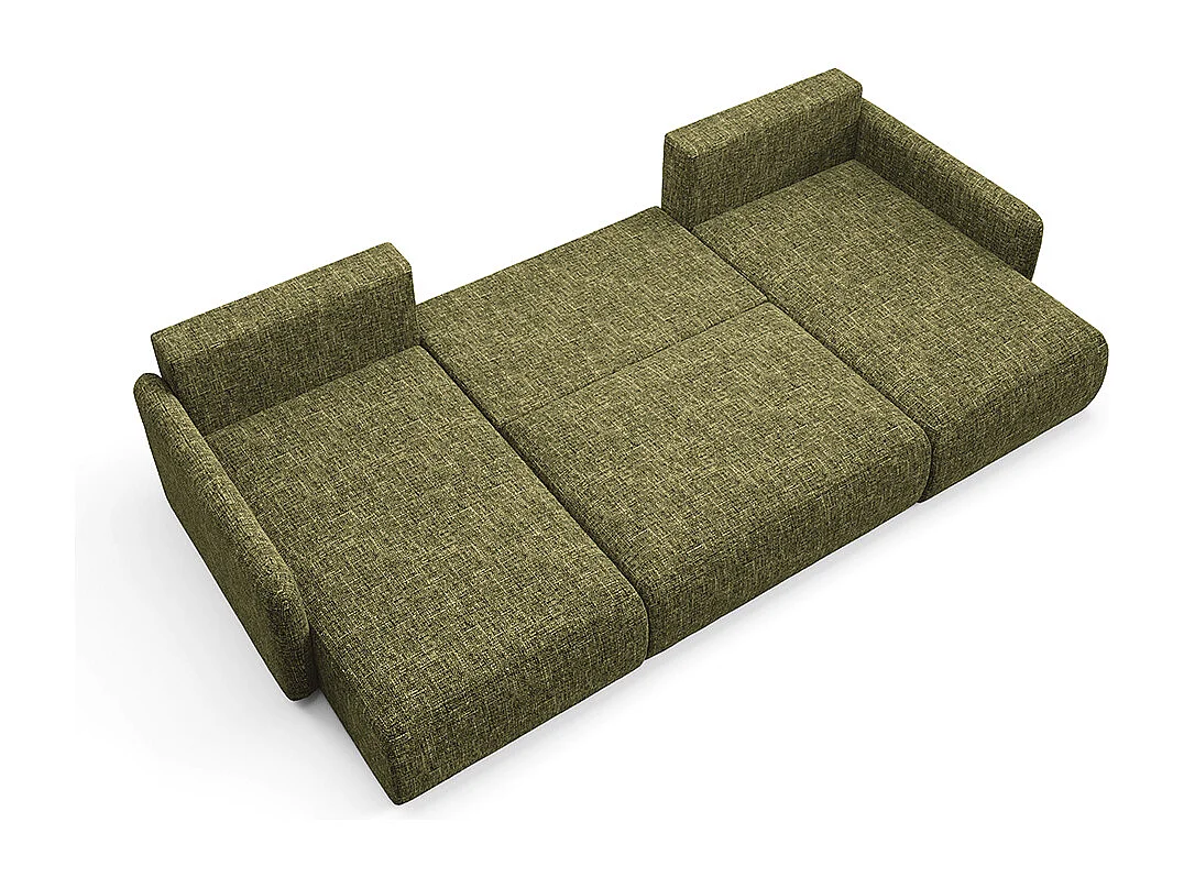 Canapé U convertible 4 places avec coffre Lazare Vert
