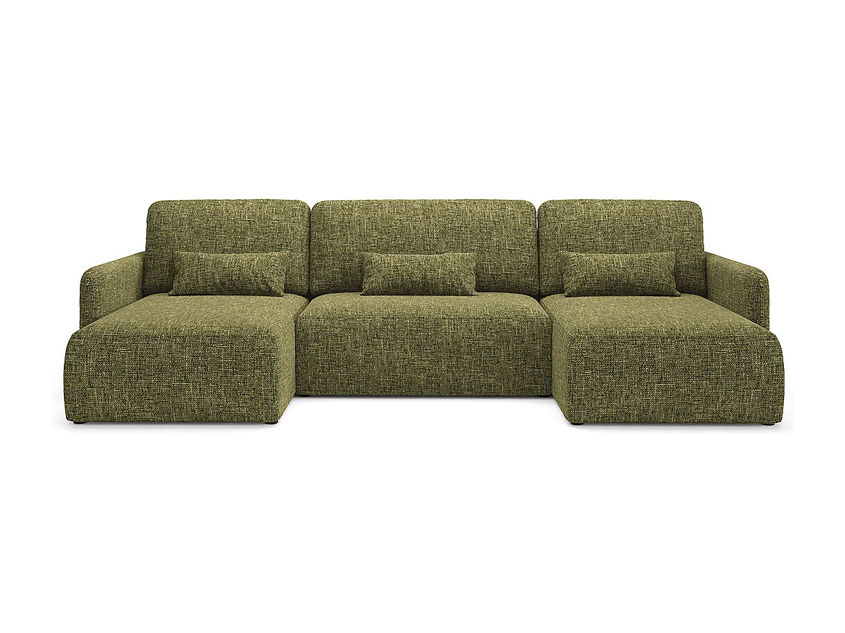 Canapé U convertible 4 places avec coffre Lazare Vert