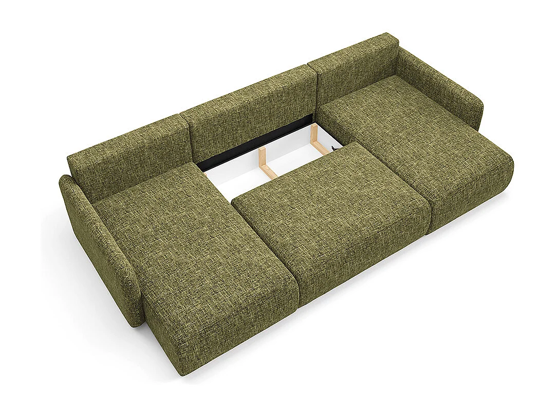 Canapé U convertible 4 places avec coffre Lazare Vert