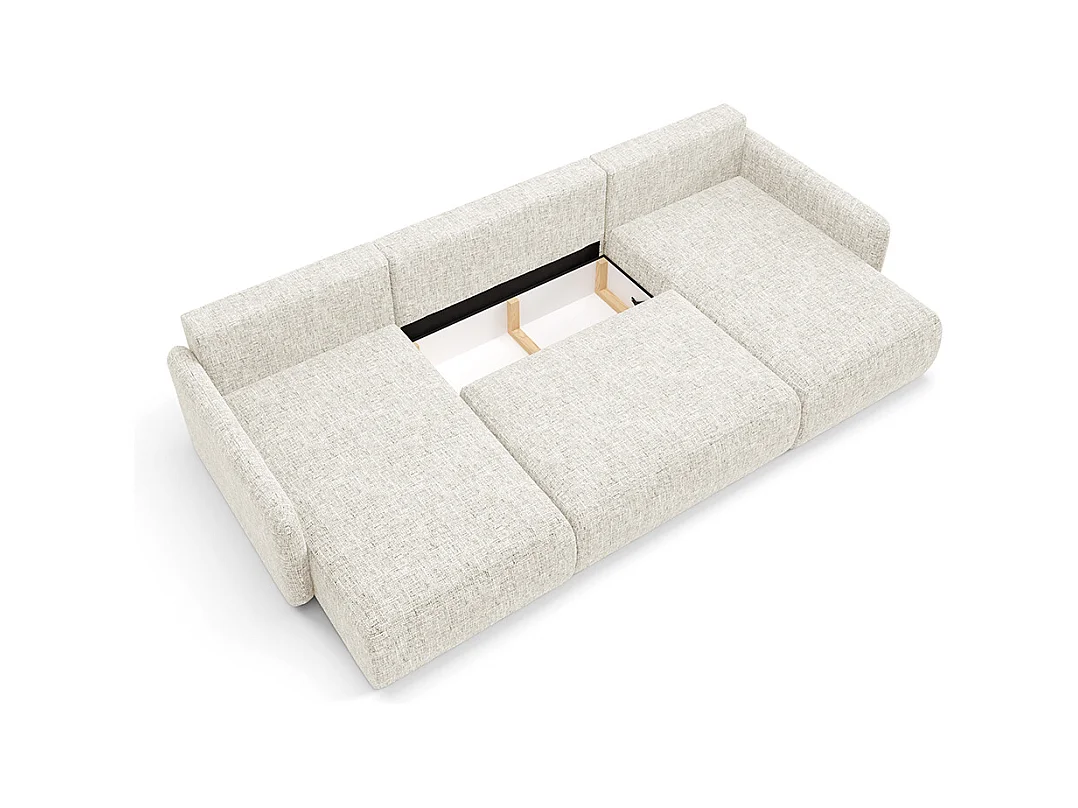Canapé U convertible 4 places avec coffre Lazare Blanc cassé