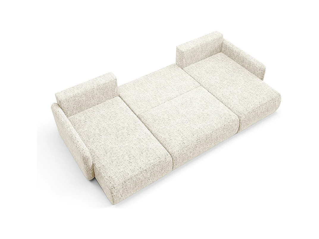 Canapé U convertible 4 places avec coffre Lazare Blanc cassé