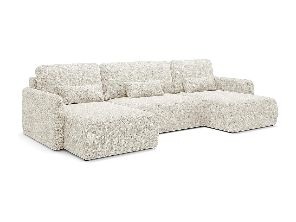 Canapé U convertible 4 places avec coffre Lazare Blanc cassé