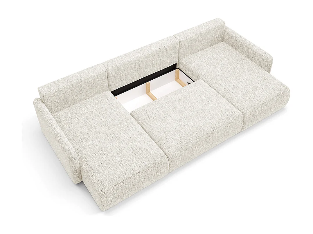 Canapé U convertible 4 places avec coffre Lazare Blanc cassé