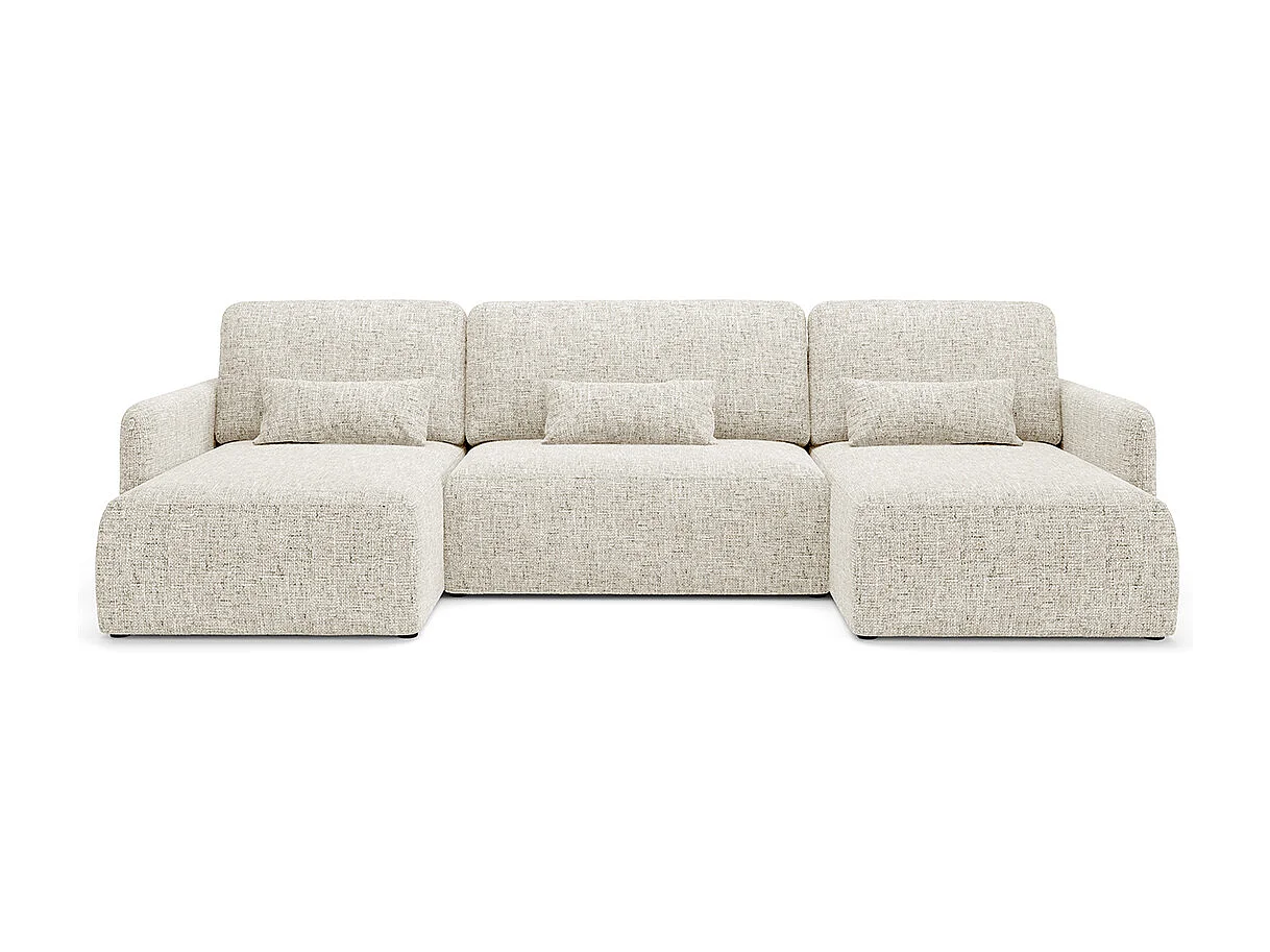 Canapé U convertible 4 places avec coffre Lazare Blanc cassé