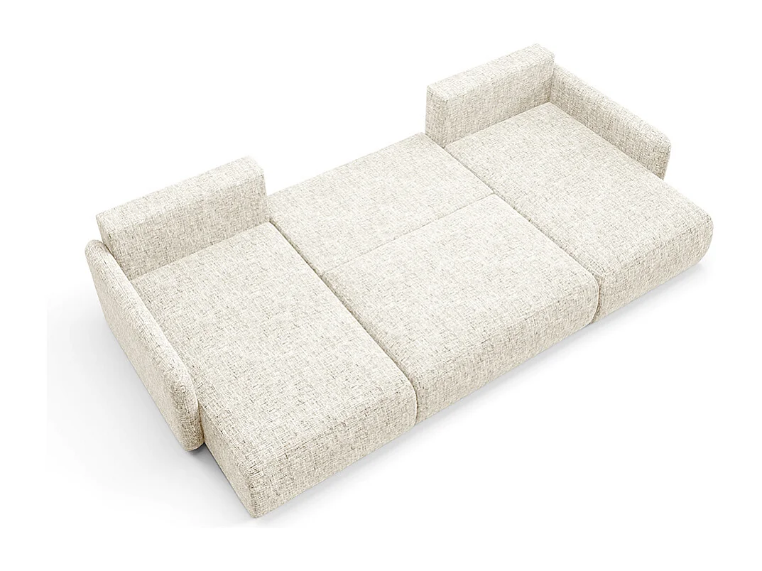 Canapé U convertible 4 places avec coffre Lazare Blanc cassé