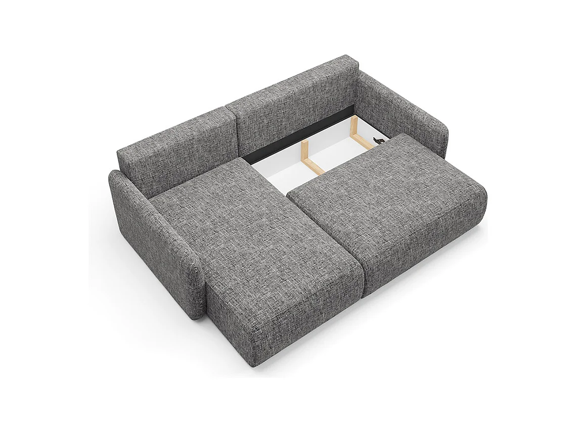 Canapé d'angle réversible et convertible 3 places avec coffre Lazare Gris