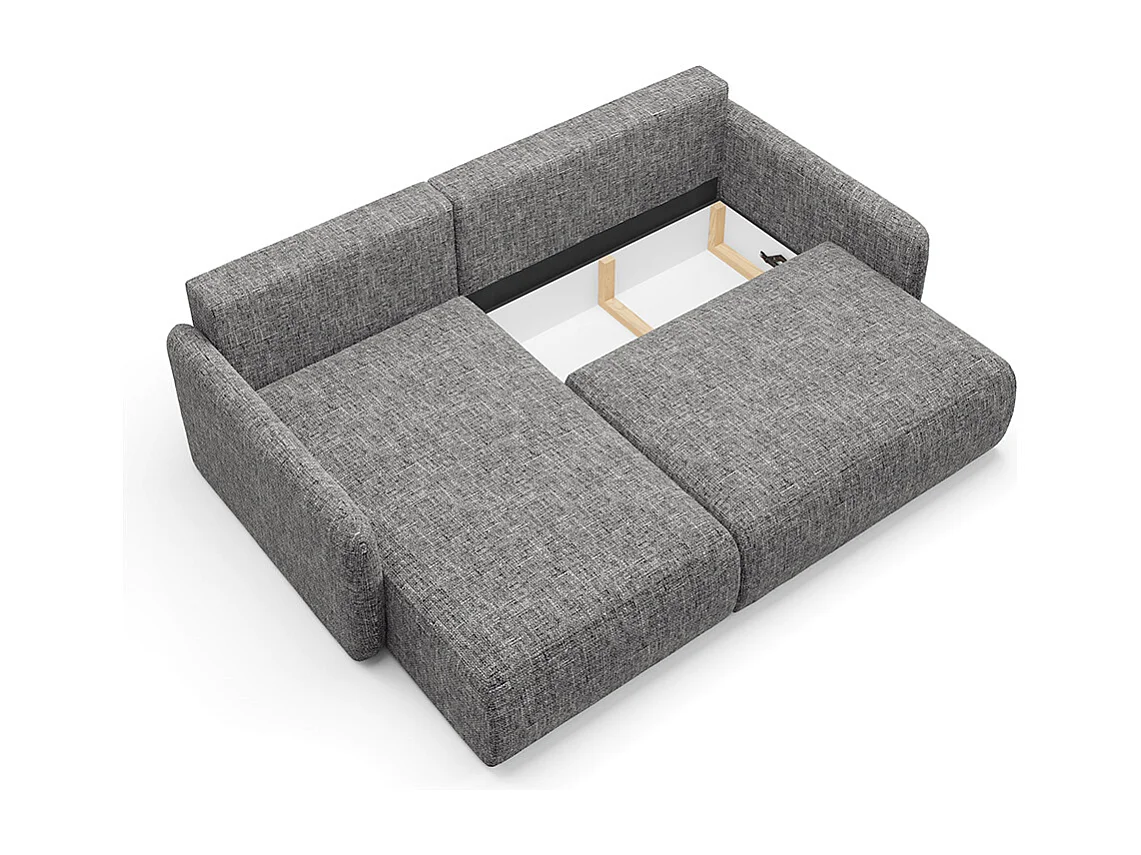 Canapé d'angle réversible et convertible 3 places avec coffre Lazare Gris