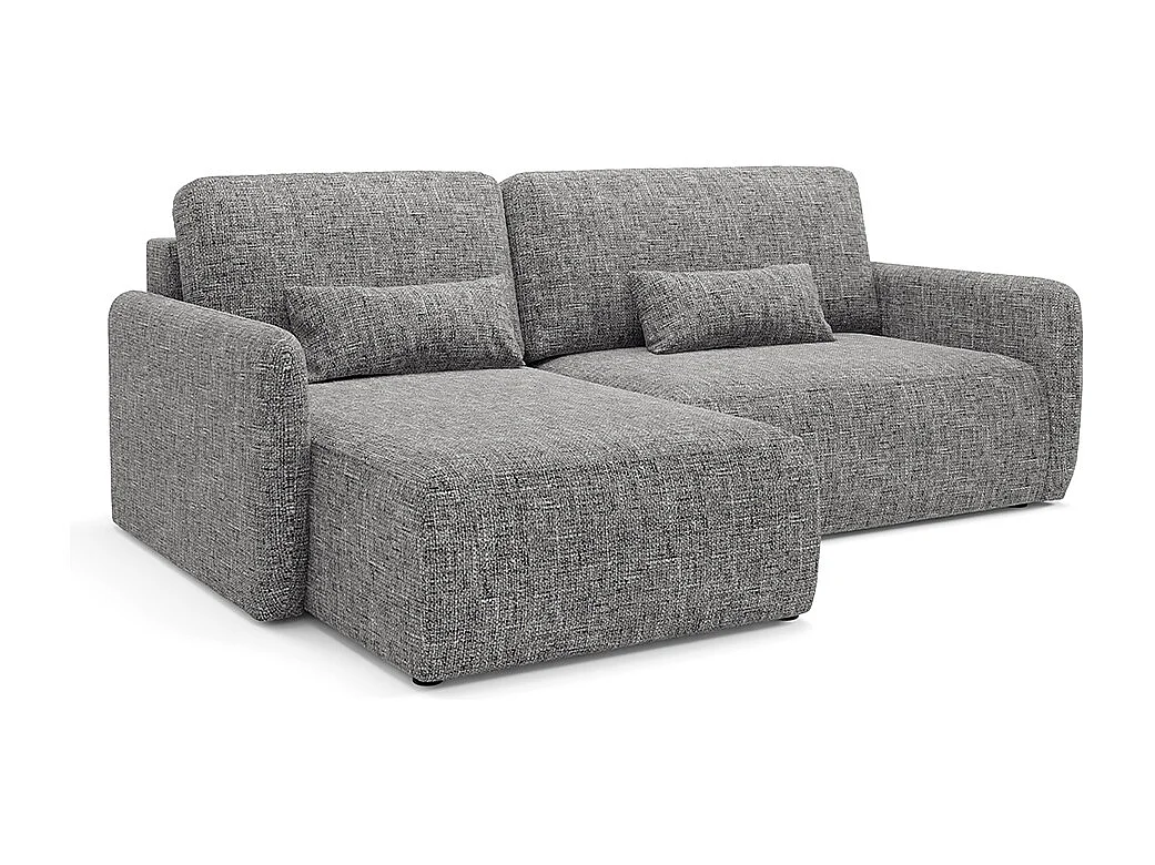 Canapé d'angle réversible et convertible 3 places avec coffre Lazare Gris