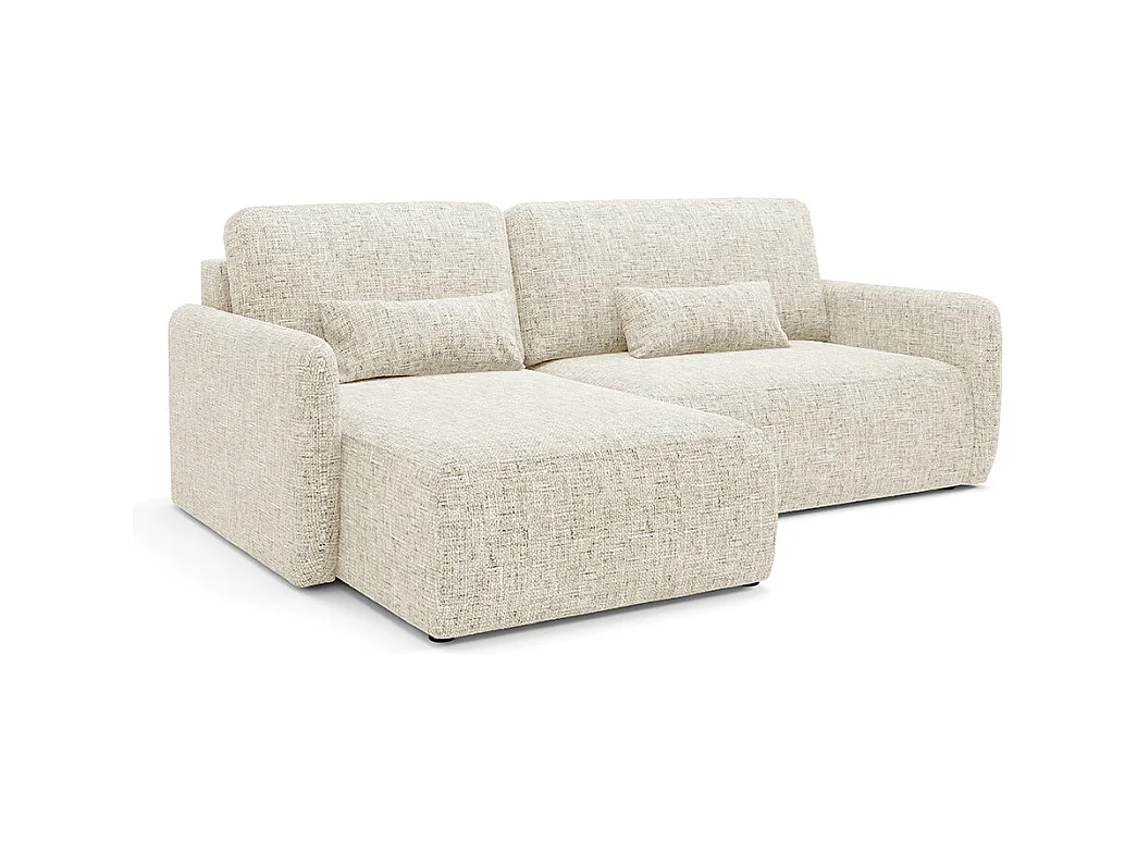 Canapé d'angle réversible et convertible 3 places avec coffre Lazare Blanc cassé