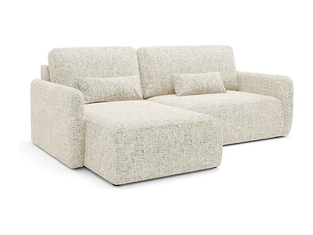 Canapé d'angle réversible et convertible 3 places avec coffre Lazare Blanc cassé