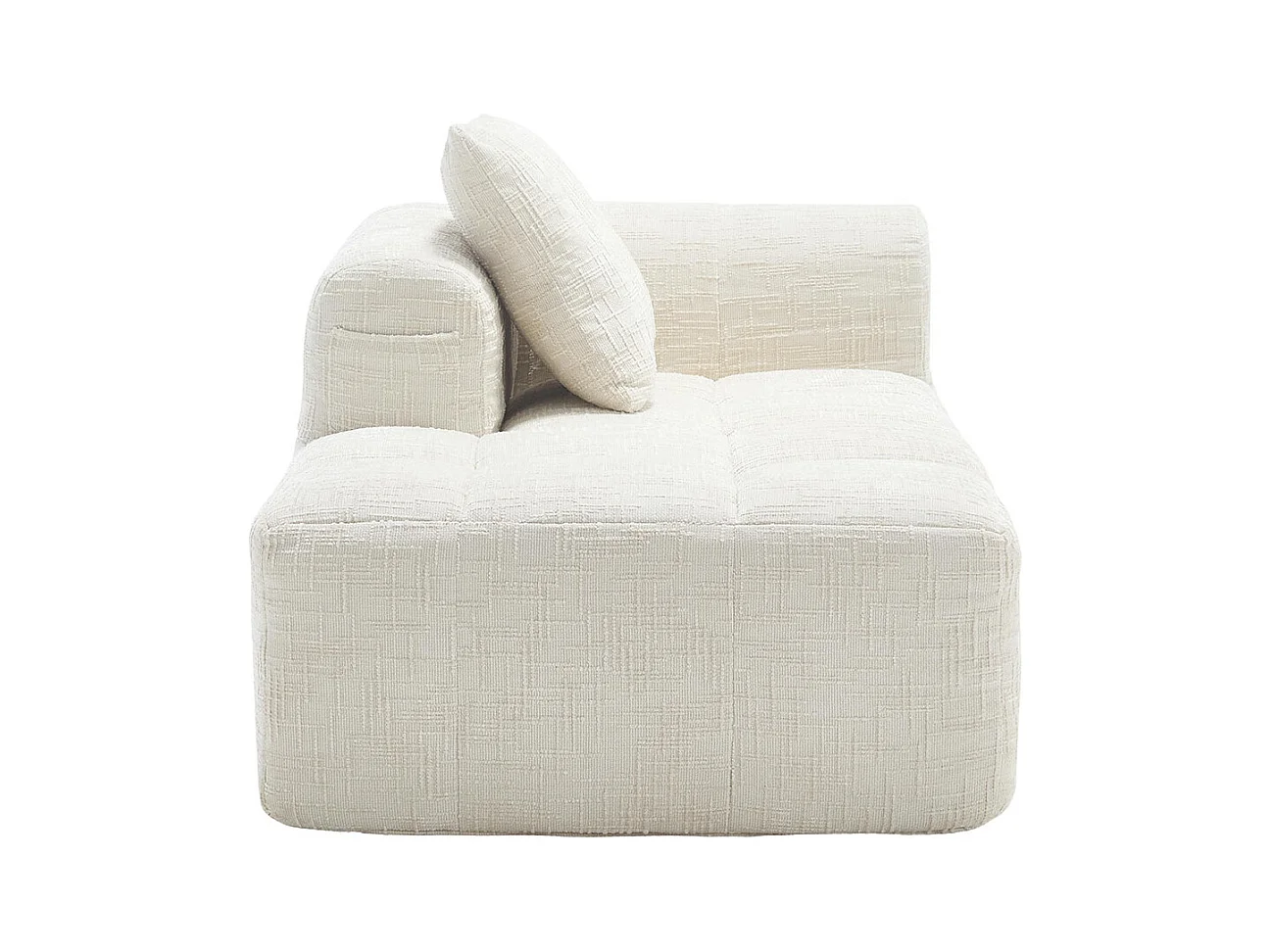 Canapé 1 places sans installation en chenille avec chaise longue accoudoirs coussin et poche latérale pour télécommande couleur beige