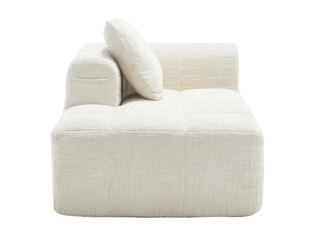 Canapé 1 places sans installation en chenille avec chaise longue accoudoirs coussin et poche latérale pour télécommande couleur beige