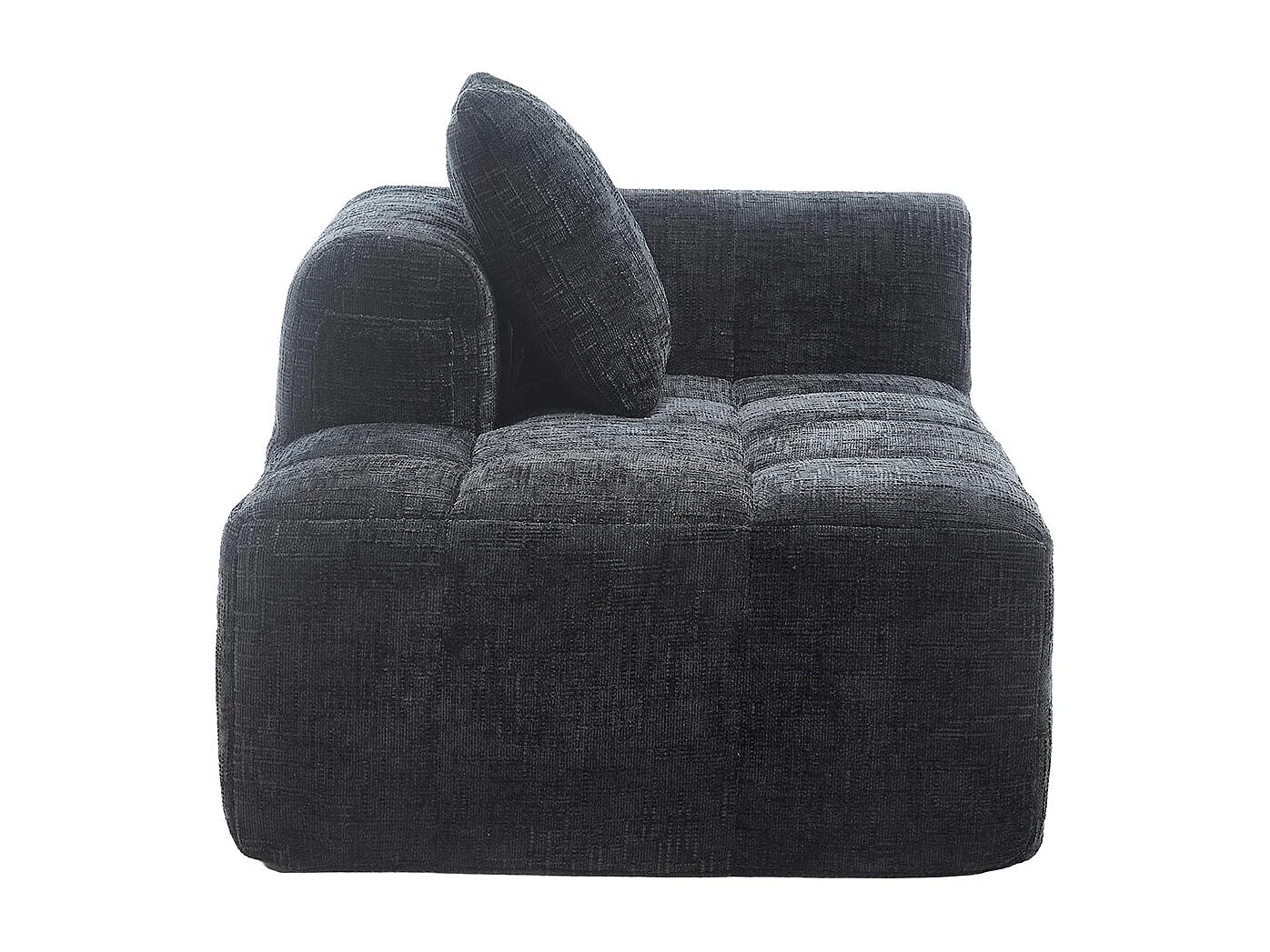 Canapé 1 places sans installation en chenille avec chaise longue accoudoirs coussin et poche latérale pour télécommande couleur noir