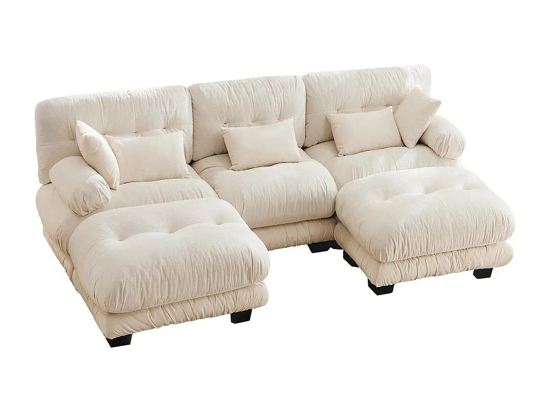 Canapé modulaire canapé d'angle tissu velours et design grand nuage 5 places rembourrage 100 % mousse à mémoire de forme construction robuste beige