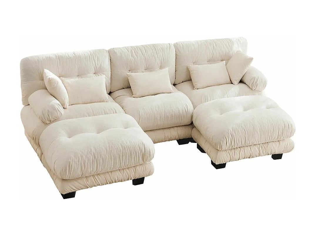 Canapé modulaire canapé d'angle tissu velours et design grand nuage 5 places rembourrage 100 % mousse à mémoire de forme construction robuste beige