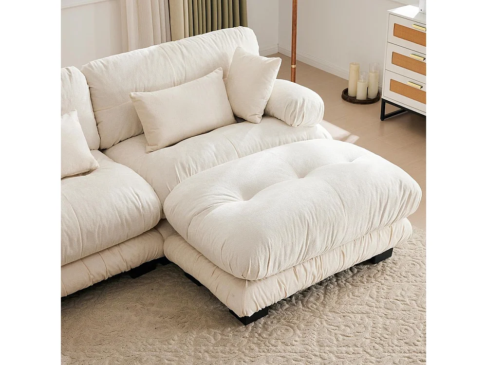 Canapé modulaire canapé d'angle tissu velours et design grand nuage 5 places rembourrage 100 % mousse à mémoire de forme construction robuste beige