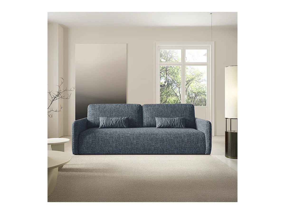 Canapé convertible 3 places avec coffre Lazare Bleu