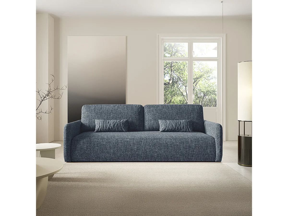 Canapé convertible 3 places avec coffre Lazare Bleu