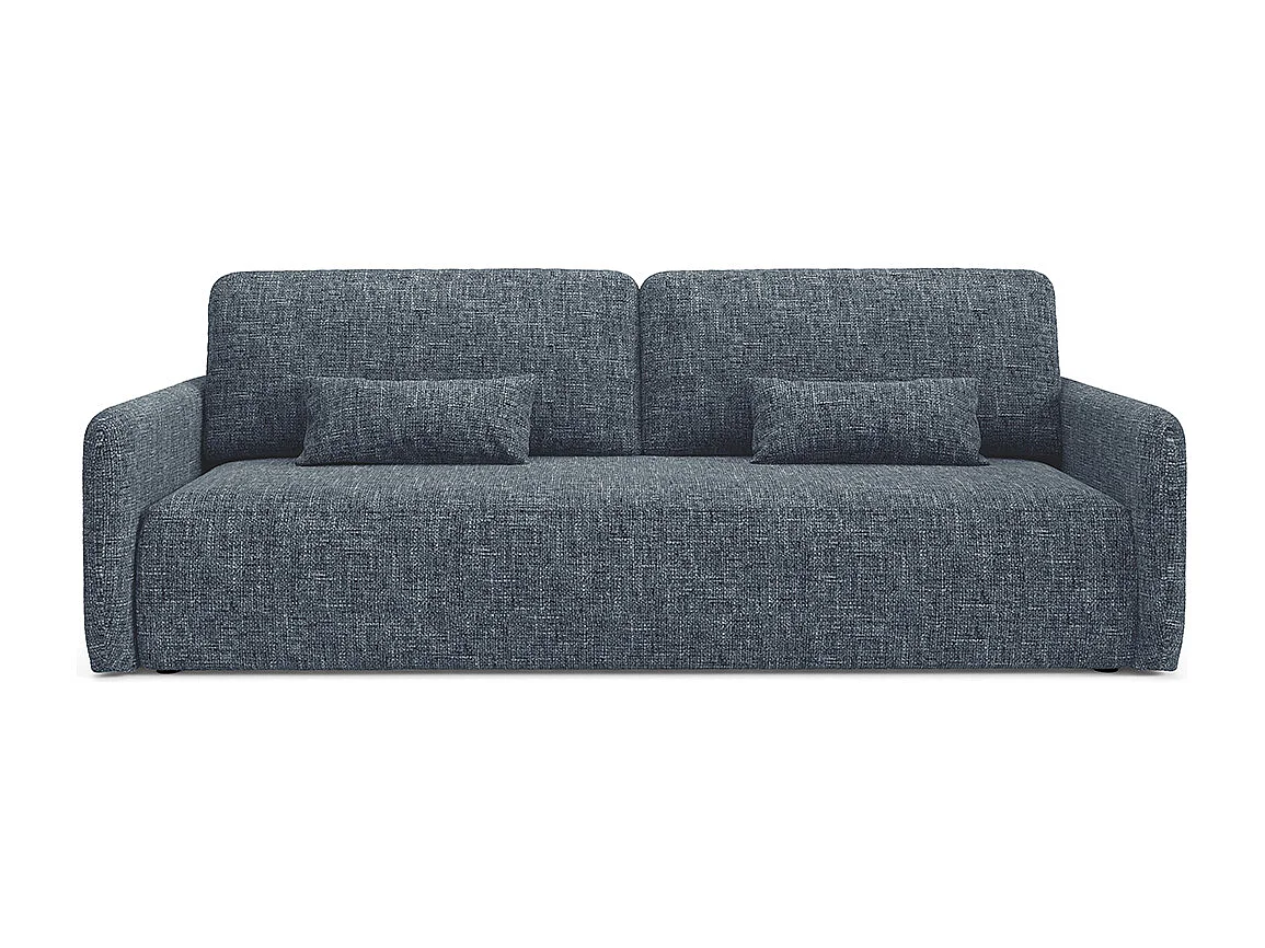 Canapé convertible 3 places avec coffre en tissu bleu LAZARE