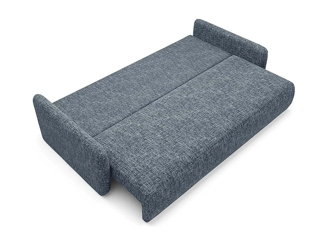 Canapé convertible 3 places avec coffre en tissu bleu LAZARE