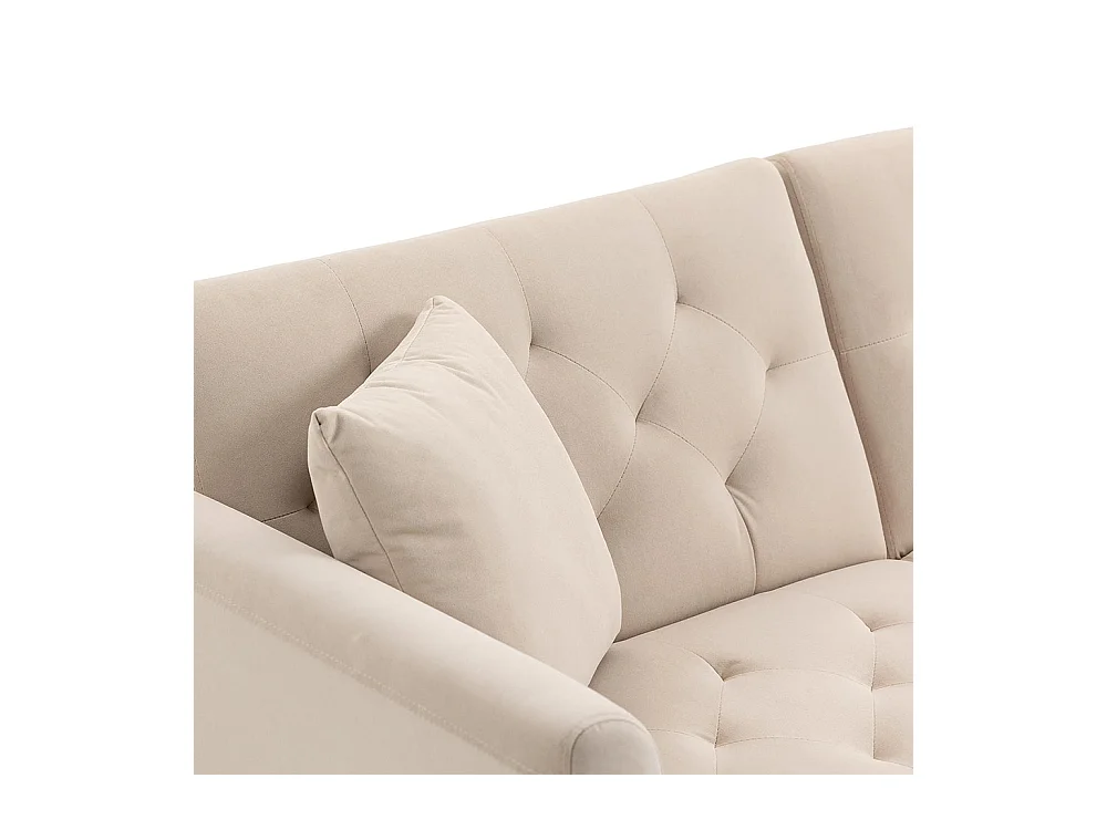 Canapé double moderne avec coussins canapé en velours avec dossier réglable confortable avec pieds en métal pour petits espaces beige