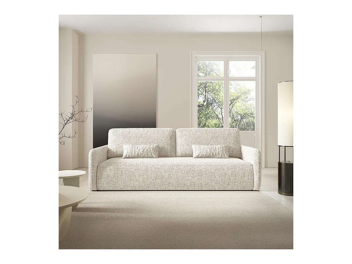 Canapé convertible 3 places avec coffre Lazare Blanc cassé