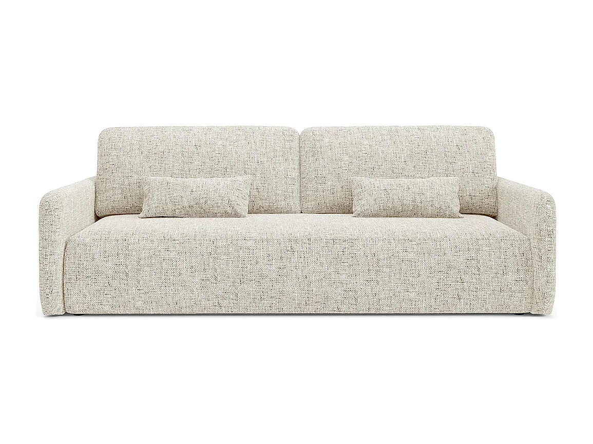 Canapé convertible 3 places avec coffre en tissu blanc casse