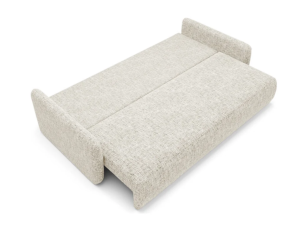 Canapé convertible 3 places avec coffre en tissu blanc casse