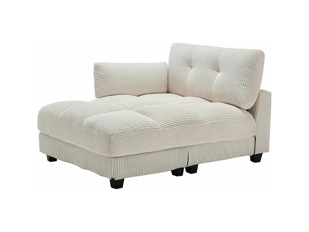 Fauteuil en palmier avec coussins moelleux à rayures accoudoirs avec coussins roulants rabats pour la tête trois porte gobelets et poche latérale couleur beige