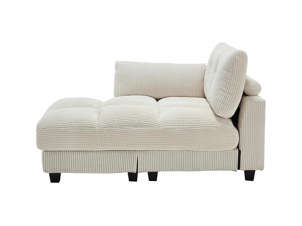 Fauteuil en palmier avec coussins moelleux à rayures accoudoirs avec coussins roulants rabats pour la tête trois porte gobelets et poche latérale couleur beige