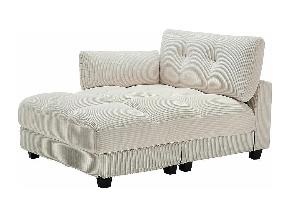 Fauteuil en palmier avec coussins moelleux à rayures accoudoirs avec coussins roulants rabats pour la tête trois porte gobelets et poche latérale couleur beige