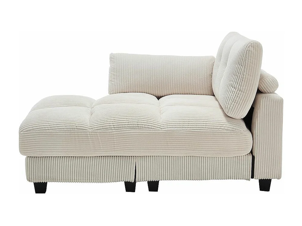 Fauteuil en palmier avec coussins moelleux à rayures accoudoirs avec coussins roulants rabats pour la tête trois porte gobelets et poche latérale couleur beige