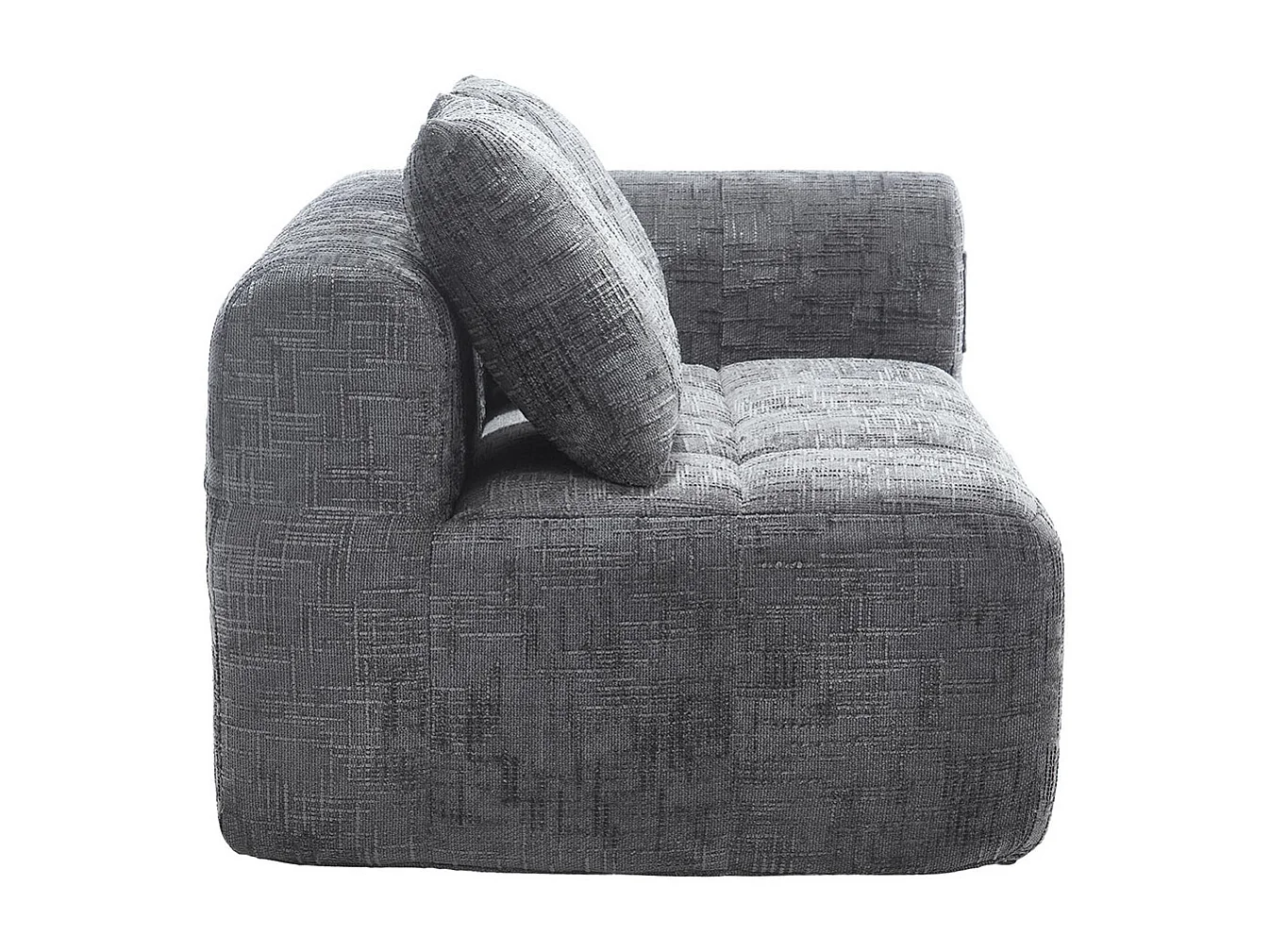 Canapé 2 places sans installation en chenille avec chaise longue accoudoirs coussin et poche latérale pour télécommande couleur gris