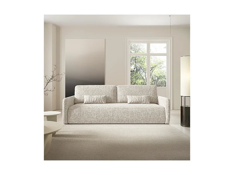 Canapé convertible 3 places avec coffre Lazare Gris clair
